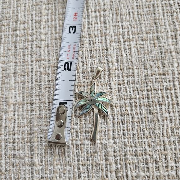 Sterling Silver and Abalone Inlay Palm Tree Pendant - Picture 7 of 7